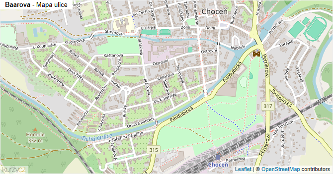 Baarova - mapa ulice