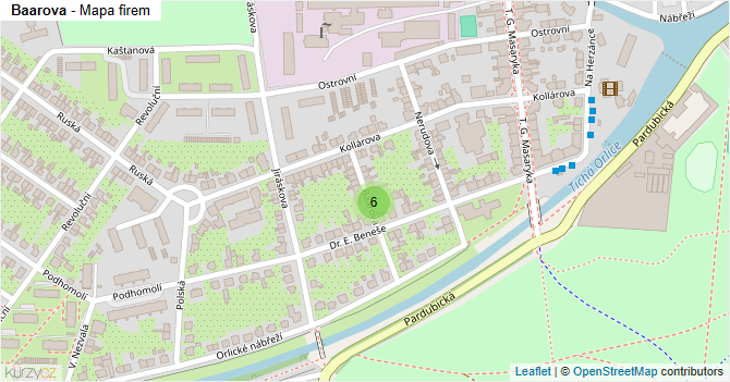 Baarova - mapa firem