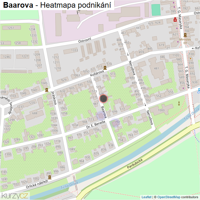 Mapa Baarova - Firmy v ulici.