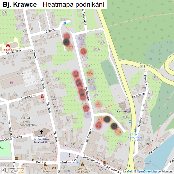 Mapa Bj. Krawce - Firmy v ulici.