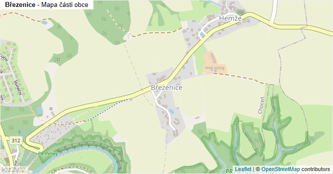 Březenice - mapa části obce