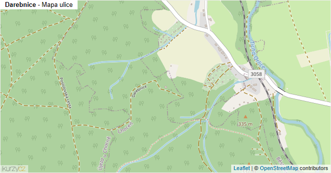 Darebnice - mapa ulice
