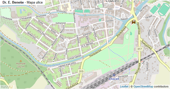Dr. E. Beneše - mapa ulice