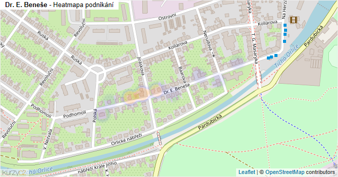 Dr. E. Beneše - mapa podnikání