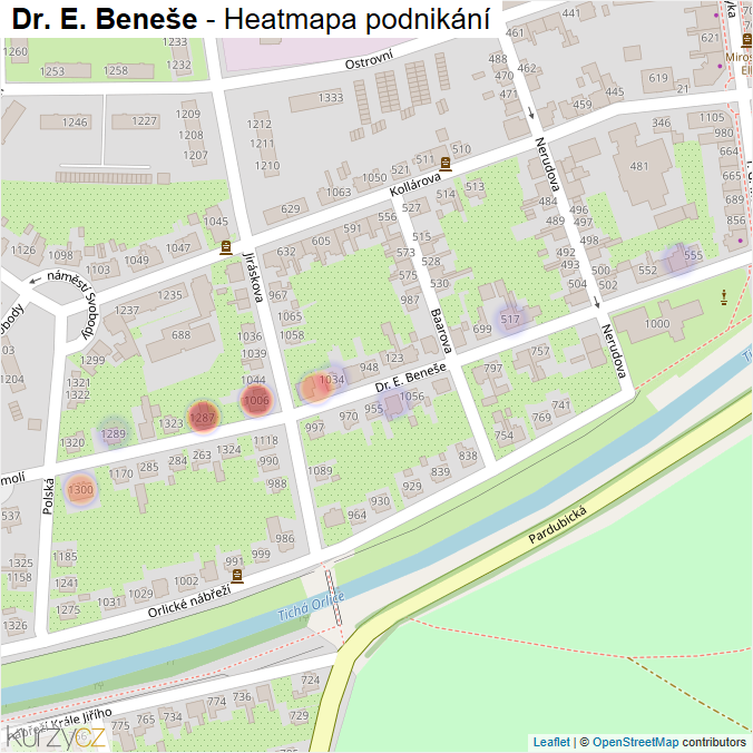 Mapa Dr. E. Beneše - Firmy v ulici.