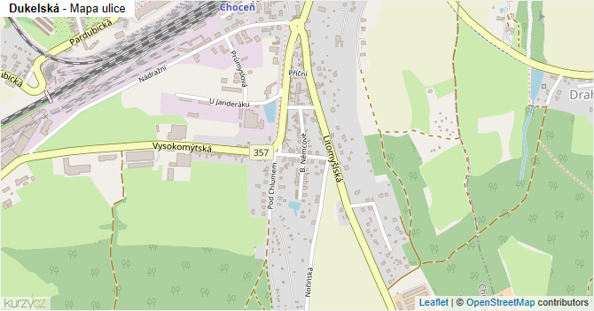 Dukelská - mapa ulice