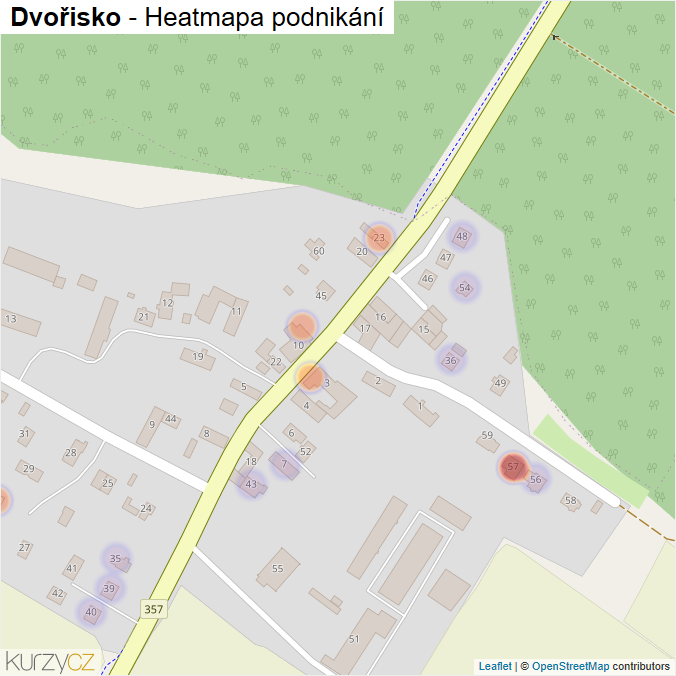 Mapa Dvořisko - Firmy v části obce.