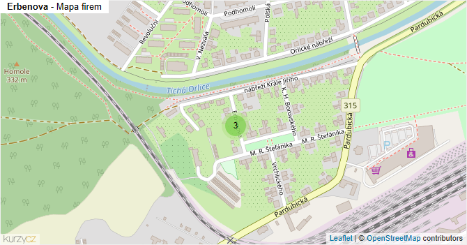 Erbenova - mapa firem