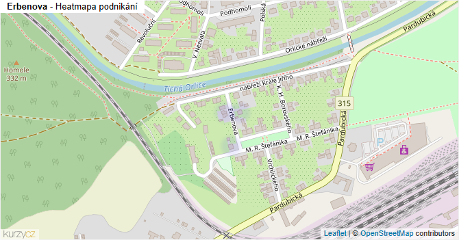 Erbenova - mapa podnikání