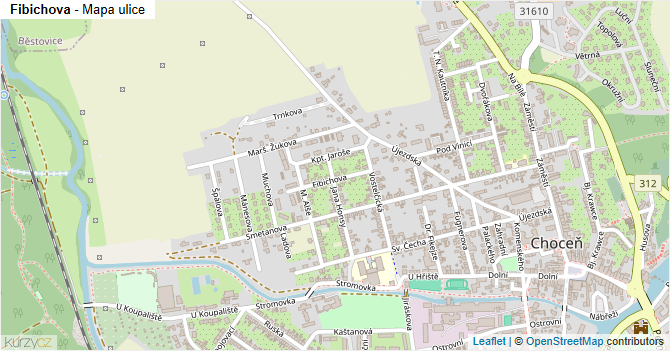 Fibichova - mapa ulice