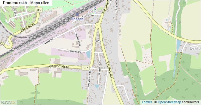 Francouzská - mapa ulice