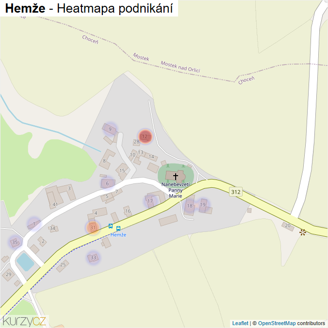Mapa Hemže - Firmy v části obce.