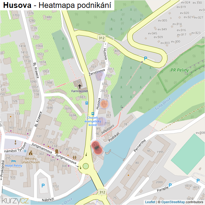 Mapa Husova - Firmy v ulici.