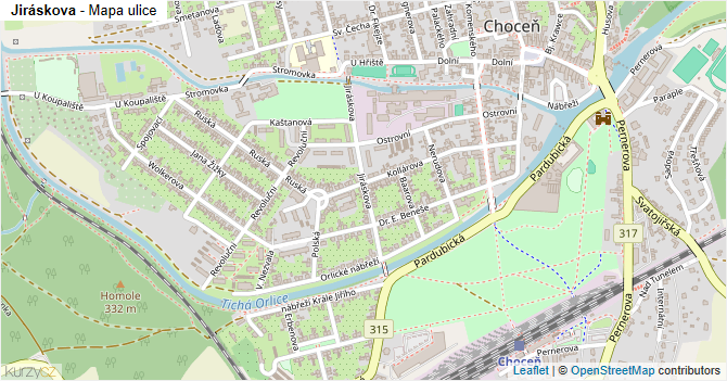 Jiráskova - mapa ulice