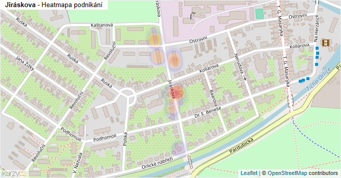 Jiráskova - mapa podnikání