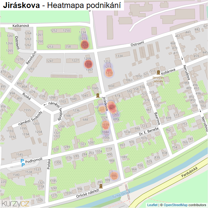 Mapa Jiráskova - Firmy v ulici.