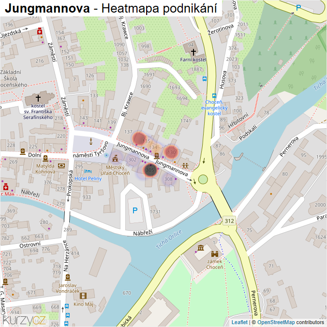 Mapa Jungmannova - Firmy v ulici.