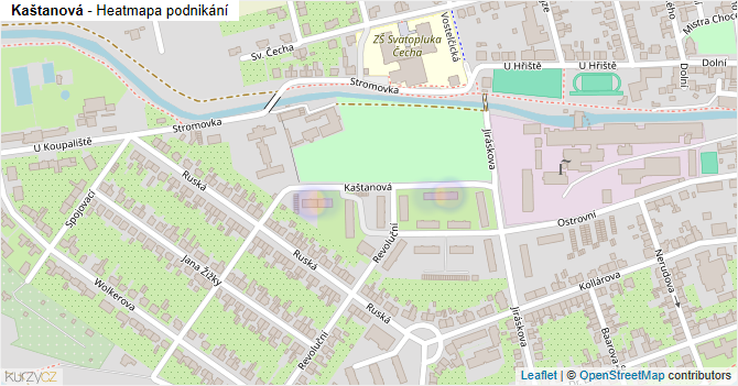 Kaštanová - mapa podnikání
