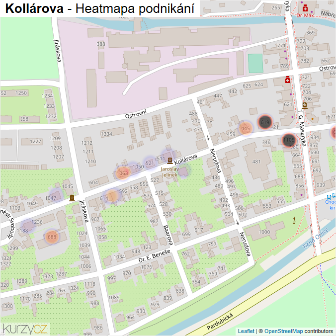Mapa Kollárova - Firmy v ulici.