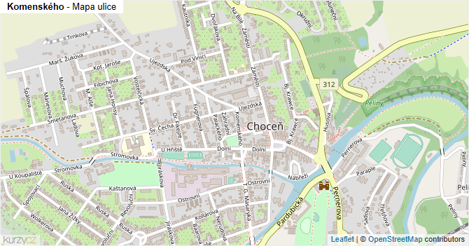 Komenského - mapa ulice