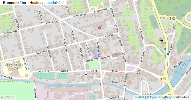 Komenského - mapa podnikání