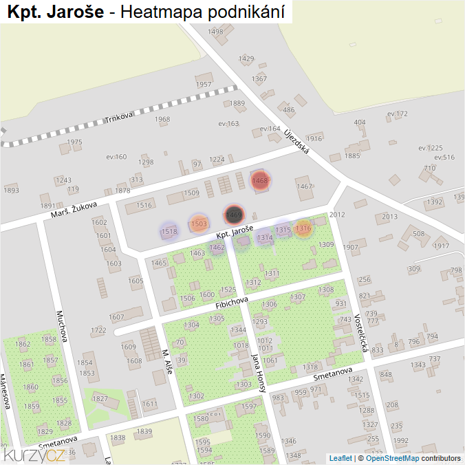 Mapa Kpt. Jaroše - Firmy v ulici.