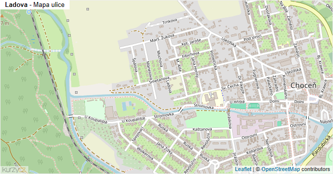 Ladova - mapa ulice