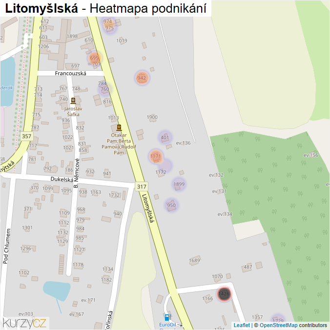 Mapa Litomyšlská - Firmy v ulici.