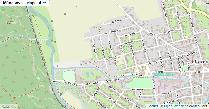 Mánesova - mapa ulice