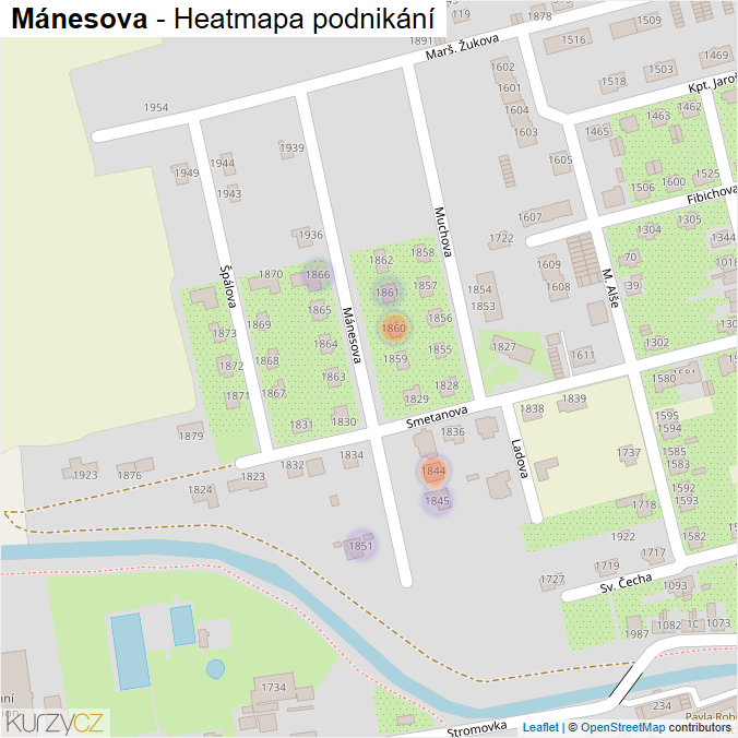 Mapa Mánesova - Firmy v ulici.