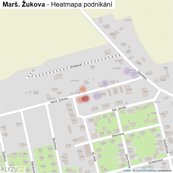 Mapa Marš. Žukova - Firmy v ulici.