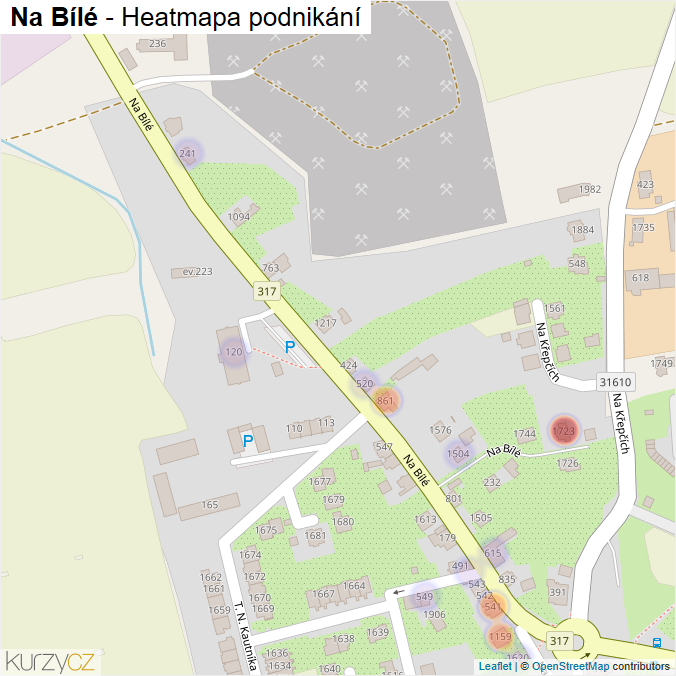 Mapa Na Bílé - Firmy v ulici.