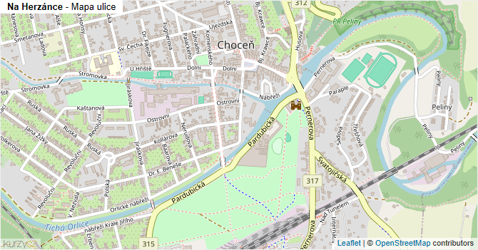 Na Herzánce - mapa ulice