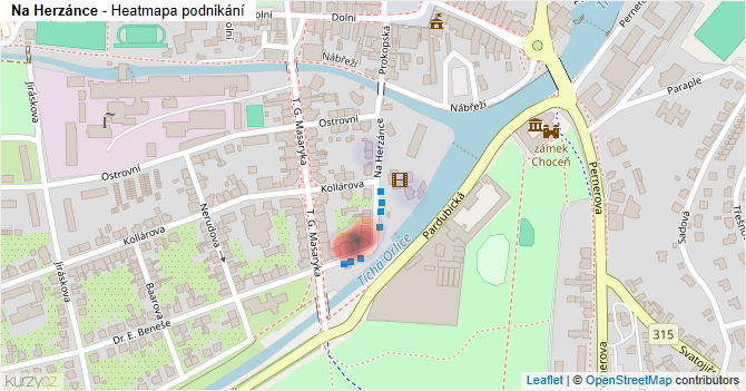 Na Herzánce - mapa podnikání
