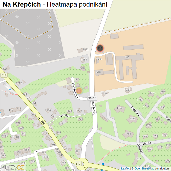 Mapa Na Křepčích - Firmy v ulici.