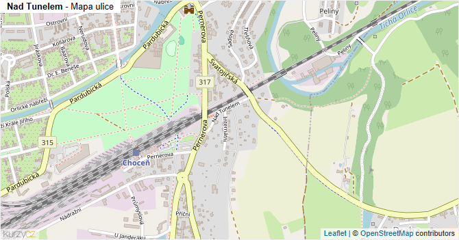 Nad Tunelem - mapa ulice
