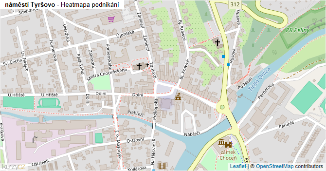 náměstí Tyršovo - mapa podnikání