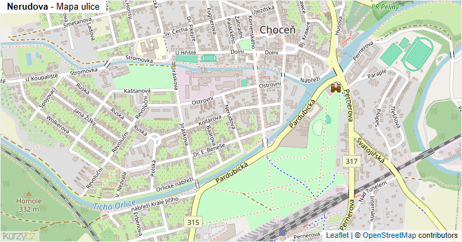 Nerudova - mapa ulice