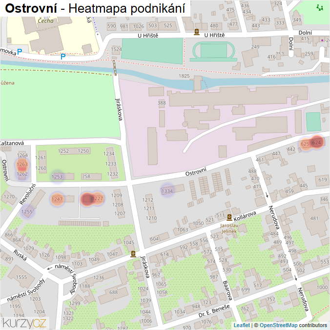 Mapa Ostrovní - Firmy v ulici.