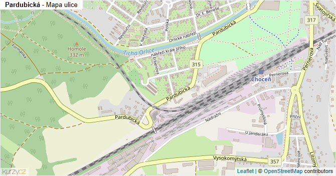 Pardubická - mapa ulice