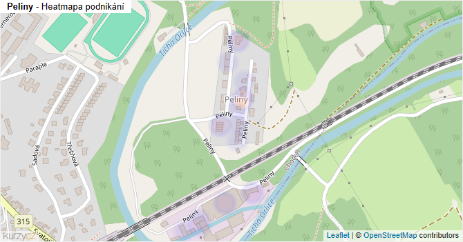 Peliny - mapa podnikání