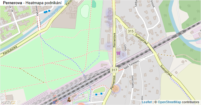Pernerova - mapa podnikání