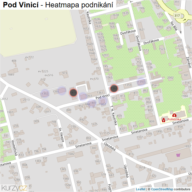 Mapa Pod Vinicí - Firmy v ulici.