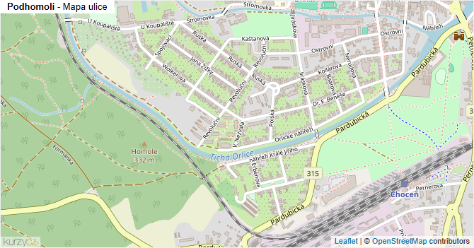 Podhomolí - mapa ulice