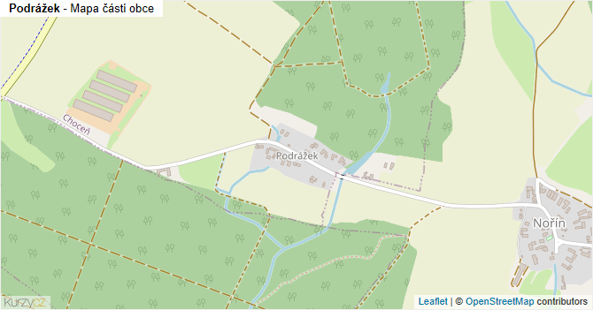 Podrážek - mapa části obce