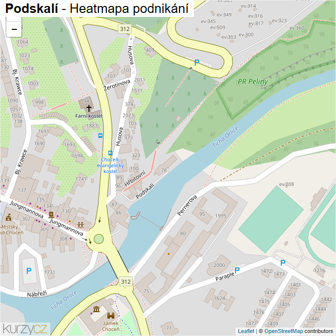 Mapa Podskalí - Firmy v ulici.