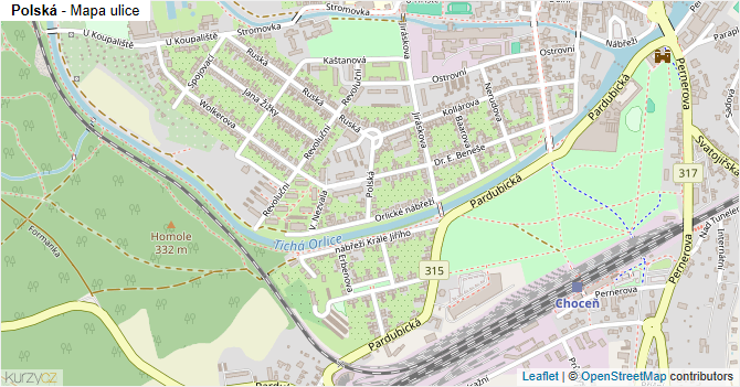 Polská - mapa ulice