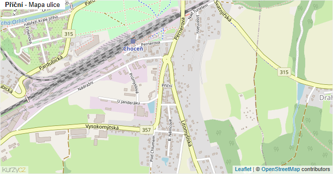 Příční - mapa ulice