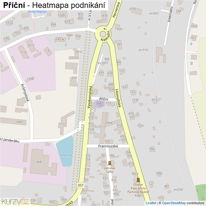 Mapa Příční - Firmy v ulici.