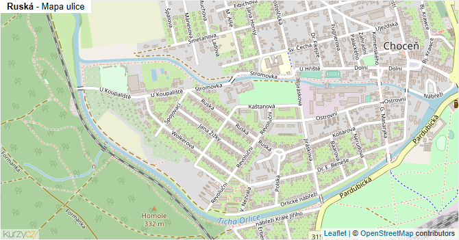 Ruská - mapa ulice
